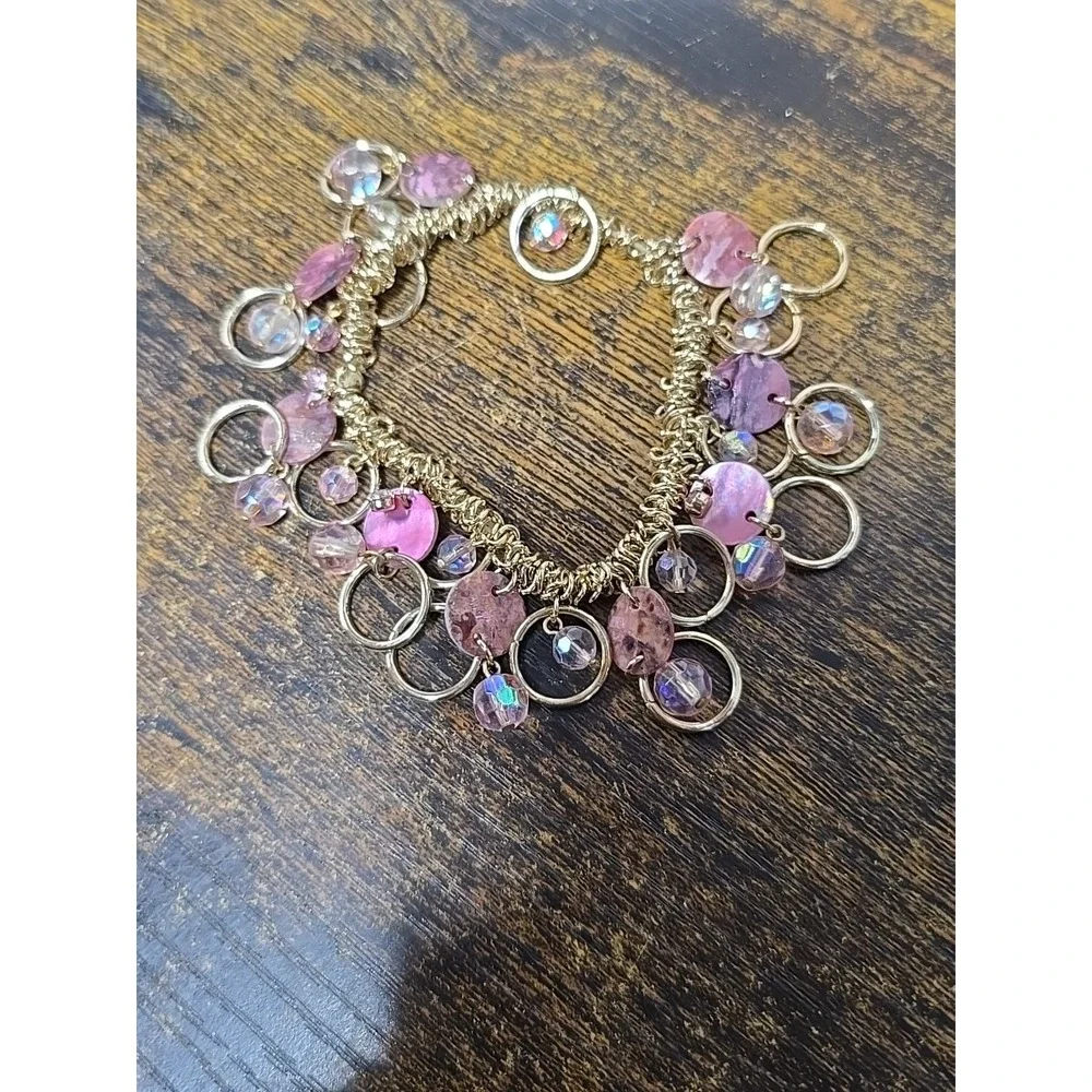 Cookie Lee Pink Charm‎ Rhinestone Bracelet